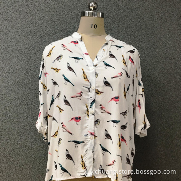 Women's cotton fashion birds shirt